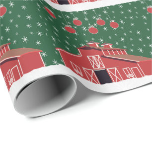 Papier Cadeau Western Farm Ranch Red Barn