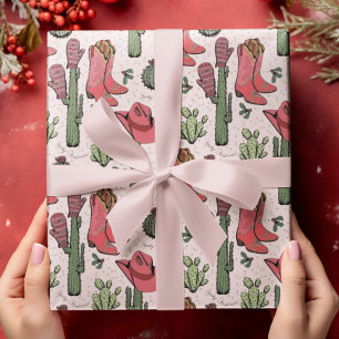 Papier Cadeau Western Howdy Christmas Cowgirl