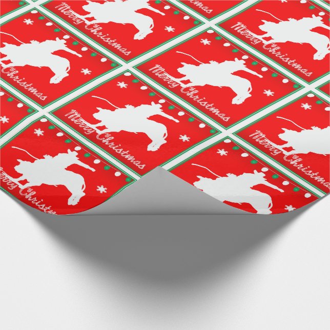 Papier Cadeau Western Rodeo Cowboy Bull Riding Noël (Coin)