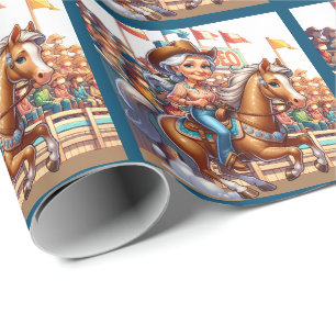 Papier Cadeau Western Rodeo Cowgirl Barrel Racing