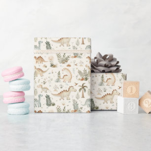 Papier Cadeau Whimsical Boho Jungle Dinosaur Motif