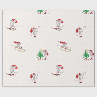 Papier Cadeau Whimsical Christmas Mice Wrapping Paper 