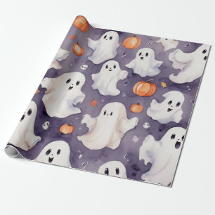 Papier Cadeau Whimsical mignon fantôme halloween délice aquarell