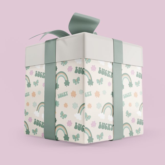Papier Cadeau Whimsical St Patrick’s Day Rainbow & Shamrock (Whimsical St. Patrick’s Day Rainbow & Shamrock Wrapping Paper)