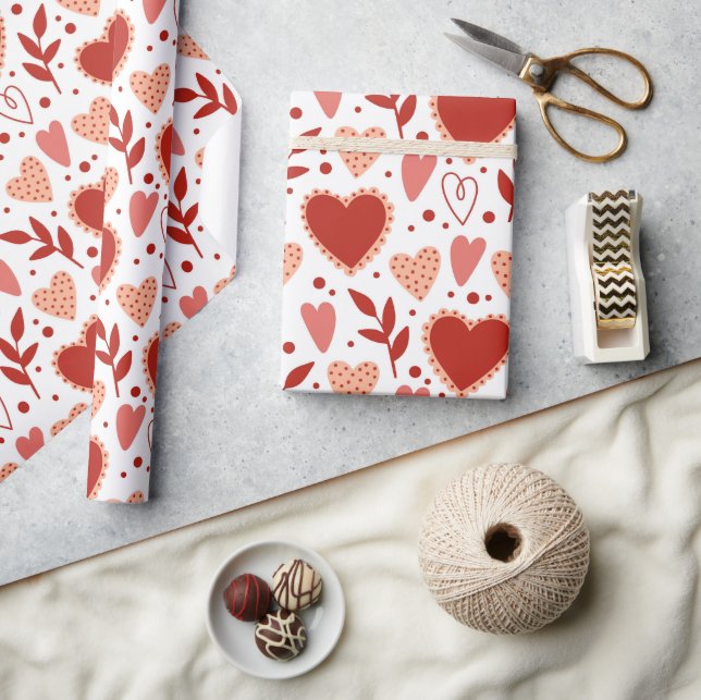 Papier Cadeau Whimsical Valentine Motif de coeur (Artisanat)