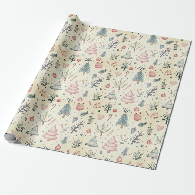 Papier Cadeau "Whimsical Winter Wonderland Motif" (Déroulé)
