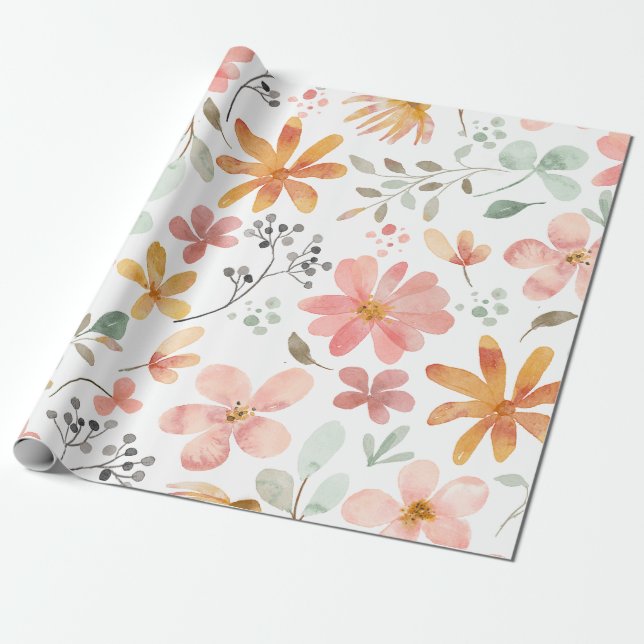 Papier Cadeau Whispers floraux : ZazzleWrapMagic Wraps exclusifs (Déroulé)