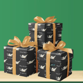 Papier Cadeau White Dove Stars Moon Joyeux Noël Votre nom