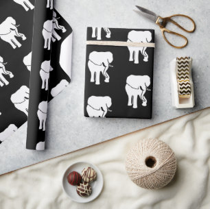 Papier Cadeau White Elephant Cadeau Échange Jeu de Noël Noir