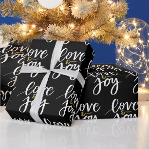 Papier Cadeau White Gold Festive Noël Amour et joie