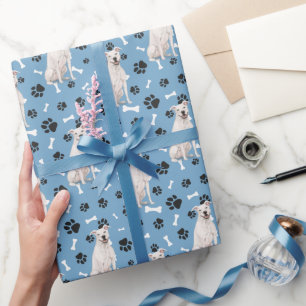 Papier Cadeau White Staffordshire Terrier Motif sur Blue