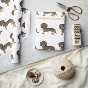 Papier Cadeau Wild Boar Wire Haired Dachshund mignon chien Motif