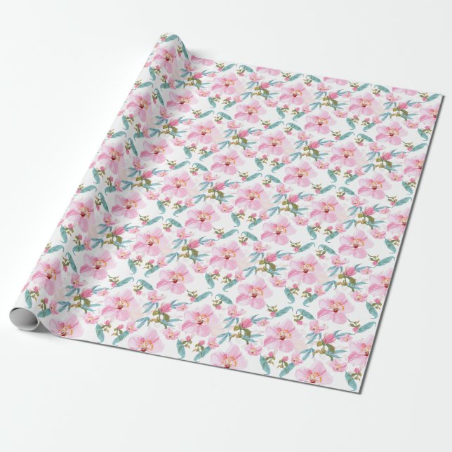 Papier Cadeau Wild cherry blossom blooming garden (Déroulé)