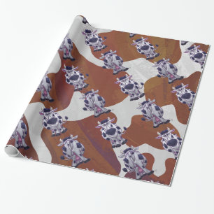 Papier Cadeau Wild me Vache Brown et blanche Impression