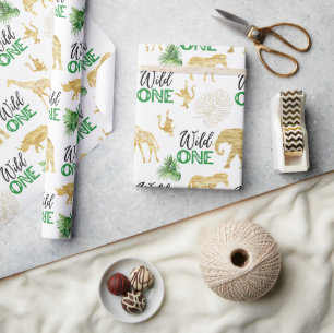 Papier Cadeau Wild One 1er anniversaire Tropical Jungle Safari