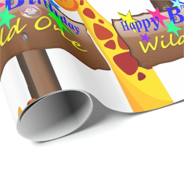 Papier Cadeau Wild One Joyeux Anniversaire Papier Enveloppant (Coin rond)
