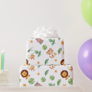 Papier Cadeau Wild one Jungle Animaux Tropical Boy Anniversaire