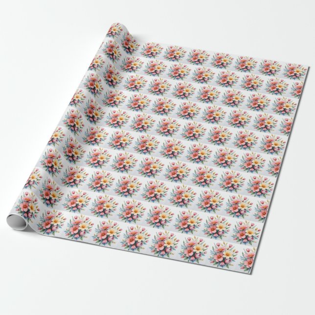 Papier Cadeau Wildflowers Beautiful Trendy Luxury Collection (Déroulé)
