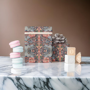 Papier Cadeau William *Morris Blue Thistle Pink Motifs