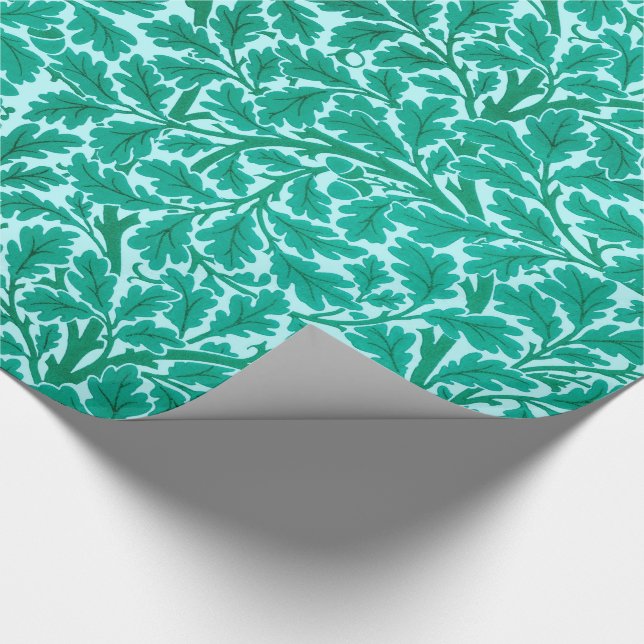 Papier Cadeau William Morris Chêne Feuilles, Turquoise & Aqua Wr (Coin)