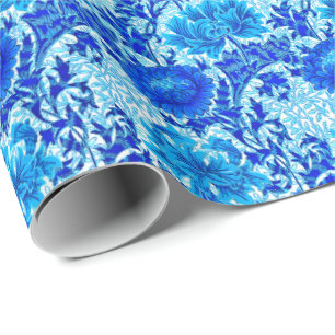 Papier Cadeau William Morris Chrysanthemums Nuances de Denim Blu