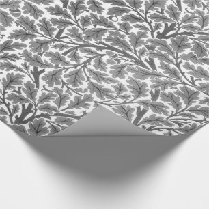 Papier Cadeau William Morris Feuilles de chêne, gris argenté et 