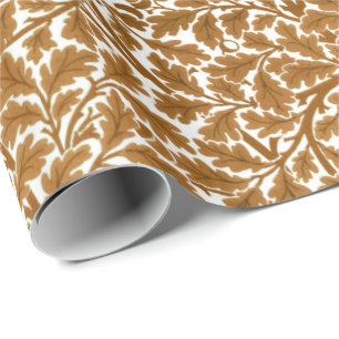 Papier Cadeau William Morris Feuilles de chêne, rouille Brown et