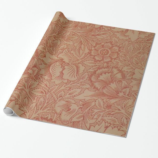 Papier Cadeau William Morris Fleur de pavot rose Floral (Déroulé)
