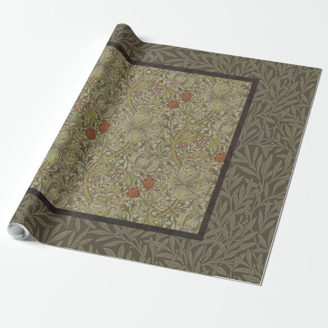 Papier Cadeau William Morris Floral Lys willow art design (Déroulé)