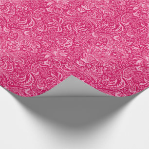 Papier Cadeau William Morris indien, rose fuchsia profond