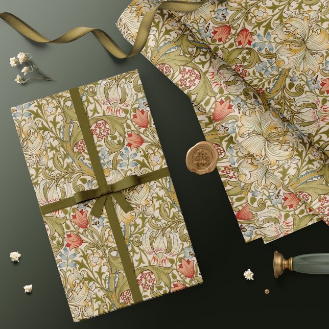 Papier Cadeau William Morris Lily Art nouveau motif floral (Créateur téléchargé)