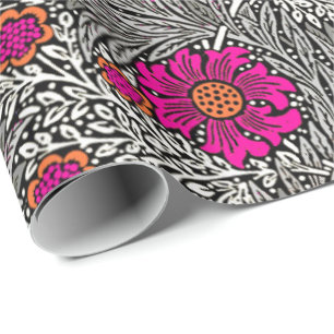 Papier Cadeau William Morris Marigold, Grey / Grey et Blanc