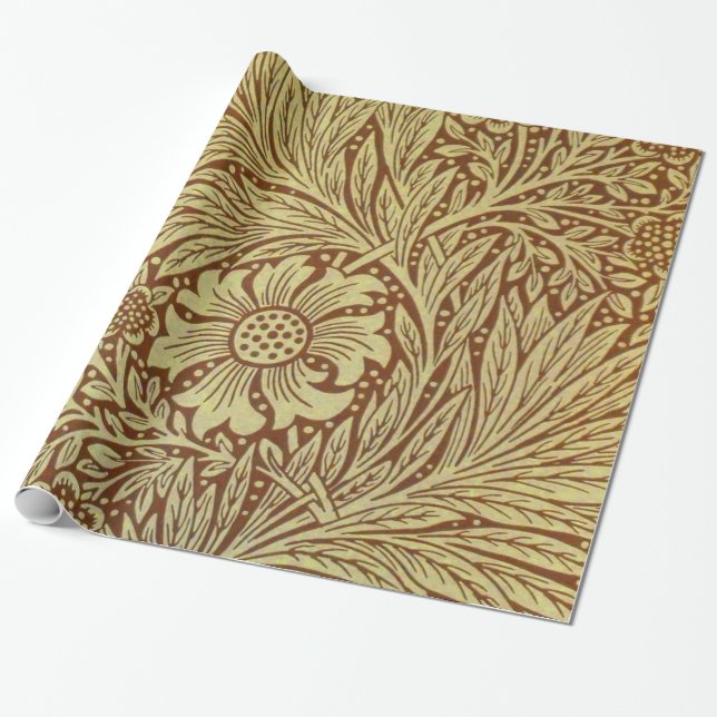 Papier Cadeau William Morris Marigold Motif de fleurs antiques (Déroulé)