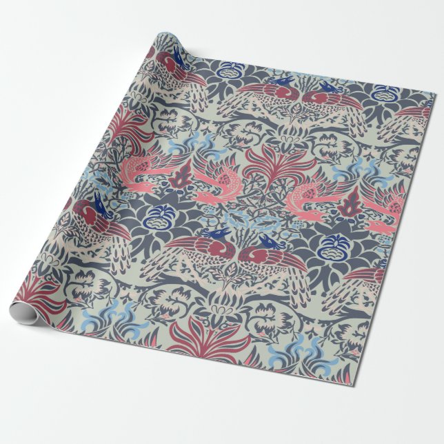 Papier Cadeau William Morris Peacock et le papier d'enveloppemen (Déroulé)