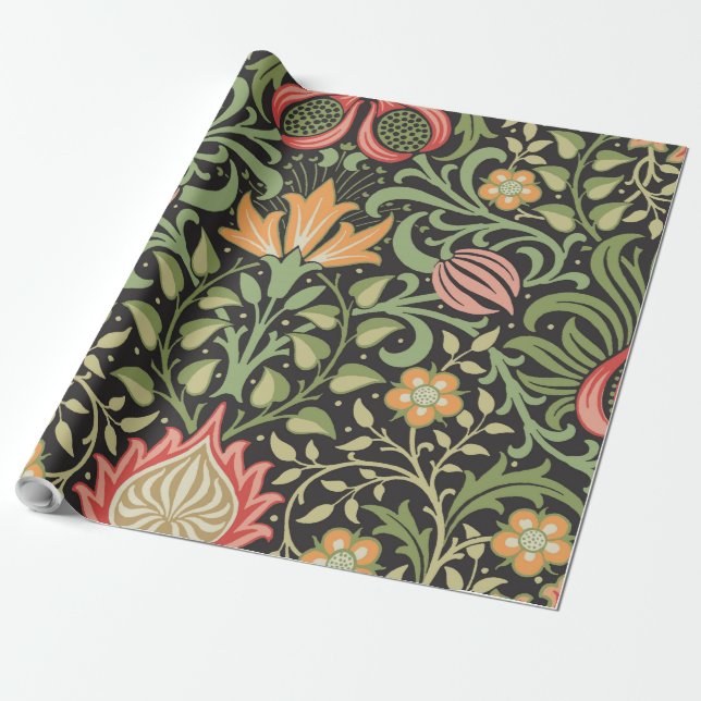 Papier Cadeau William Morris Persian Floral Antique (Déroulé)