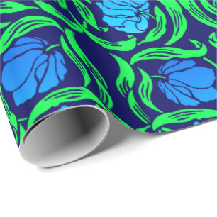 Papier Cadeau William Morris Pimpernel, Cobalt Blue et Green