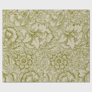 Papier Cadeau William Morris Poppy Classic Floral Green