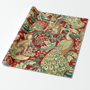 Papier Cadeau William Morris Red Motif Forest