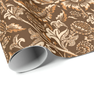 Papier Cadeau William Morris Sunflower, chocolat Brown & beige