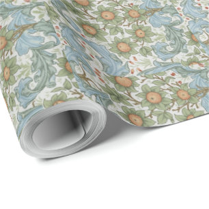 Papier Cadeau William Morris Vintage Floral Green Blue Orchard