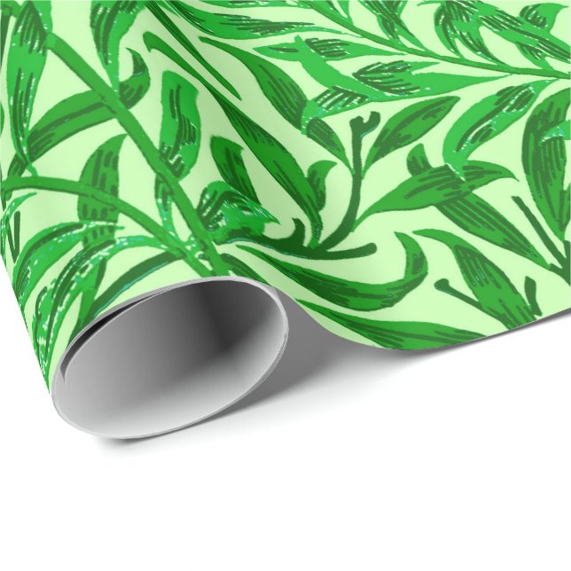 Papier Cadeau William Morris Willow Bough, Emerald Green (Coin rond)