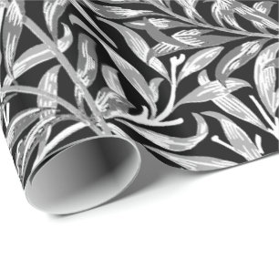 Papier Cadeau William Morris Willow Bough, noir, blanc et gris