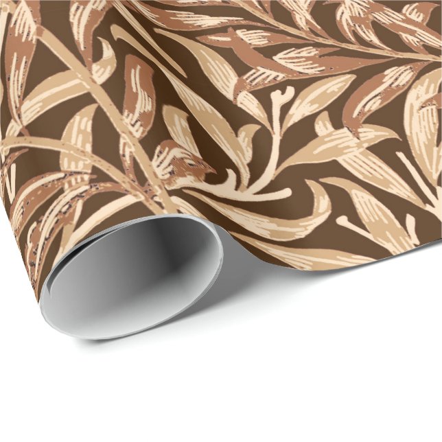 Papier Cadeau William Morris Willow Bough, Taupe et Brown (Coin rond)