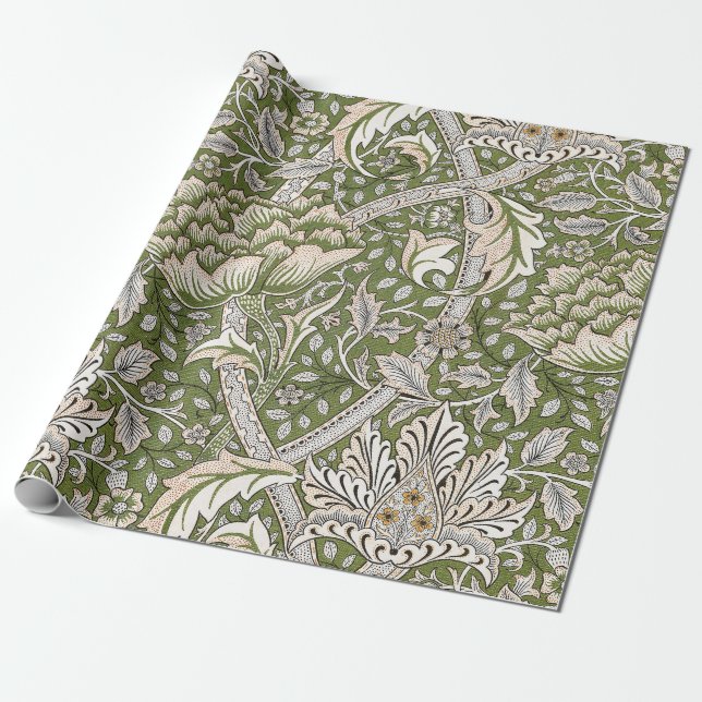 Papier Cadeau William Morris Windrush fleurs florales classique (Déroulé)