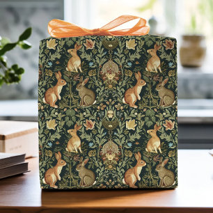Papier Cadeau William Morris Woodland Lapins floraux Noël
