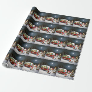 Papier Cadeau Winter Corgi Caravan Christmas Adventure