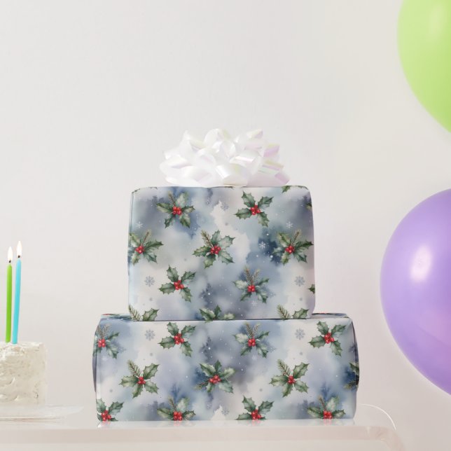 Papier Cadeau Winter Holly Christmas (Cadeaux de fête)