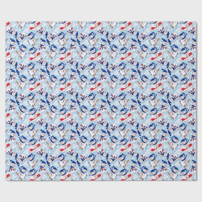 Papier Cadeau Winter Snow Skiing Snowman Gift/Christmas Wrap (Plat)