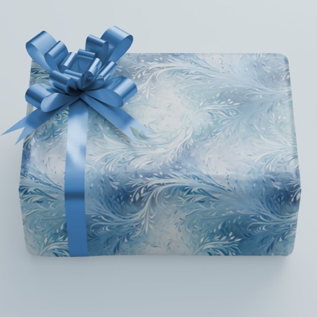 Papier Cadeau Winter Wonderland Bleu gelé motif (Créateur téléchargé)