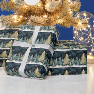 Papier Cadeau Winter Wonderland Étincelant arbres de Noël